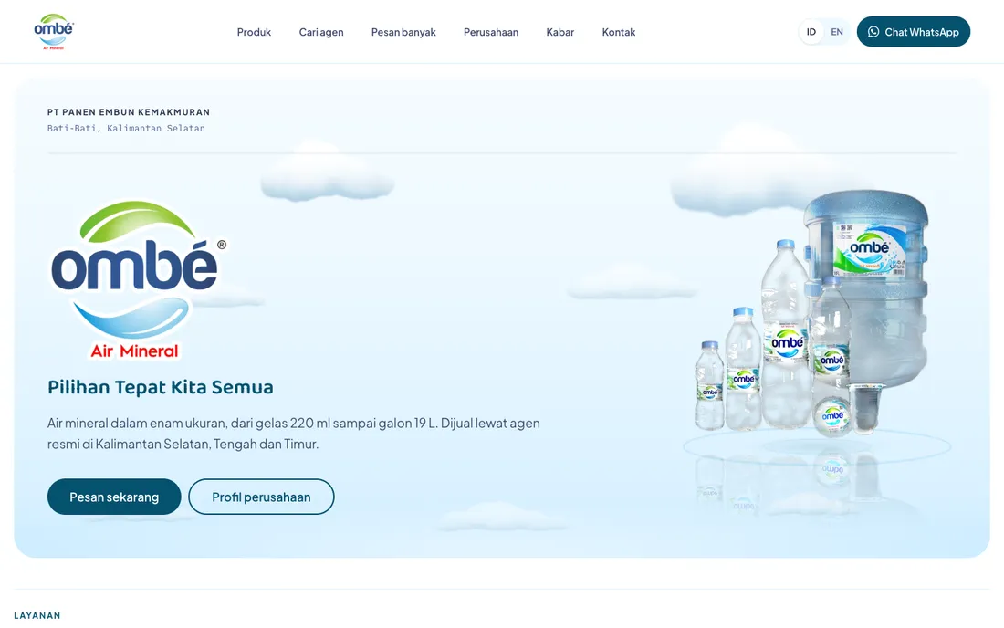 Tampilan situs ombé Air Mineral