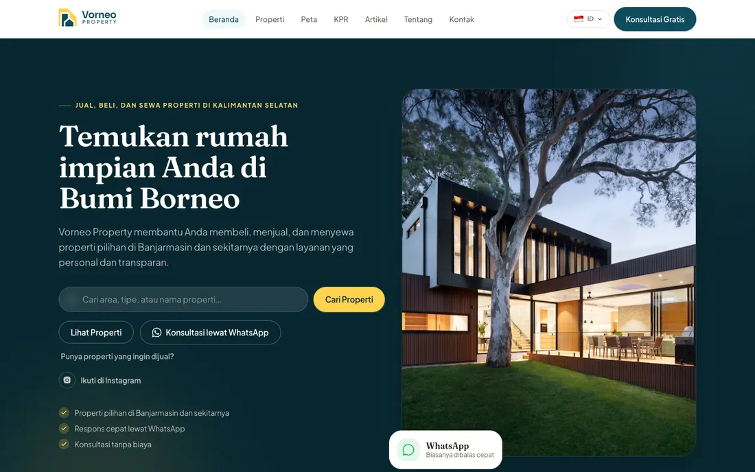 Tampilan situs Vorneo Property